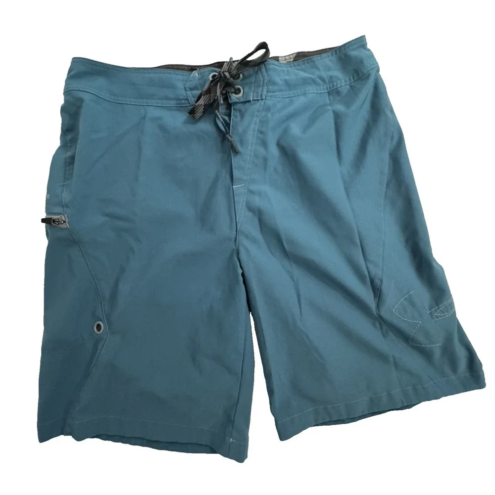 Under Armour Board Shorts Men's 36 Zipper Pockets Blue Quick‎ Dry Lightweight